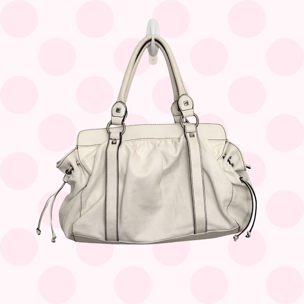 B. Makowsky White Leather Slouchy Satchel Bag